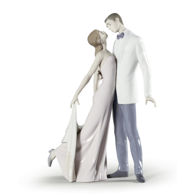 Figurine «Happy Anniversary Couple», Rose / blanc / bleu