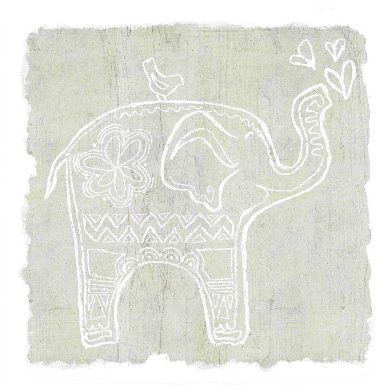 Éléphant croquis - peinture sur toile tendue, H 12 po x l 12 po