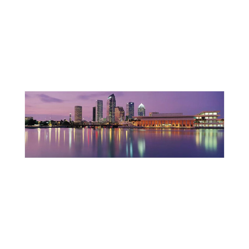 Tampa Panoramic Skyline Cityscape (Dusk) 1 Piece Wrapped Canvas Panoramic Wall Art, 30.48 cm H x 91.44 cm W x 1.91 cm D