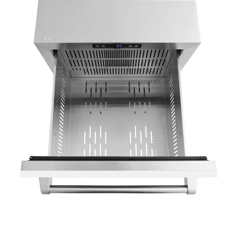 ZLINE Autograph Edition 24 In. Touchstone Refrigerator Drawer in Black Matte and Gold, White Matte