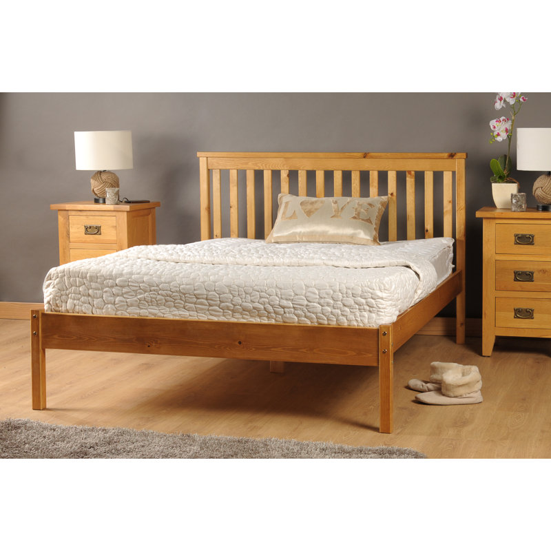Jaclin Solid Wood Bed, Kingsize (5'), Caramel