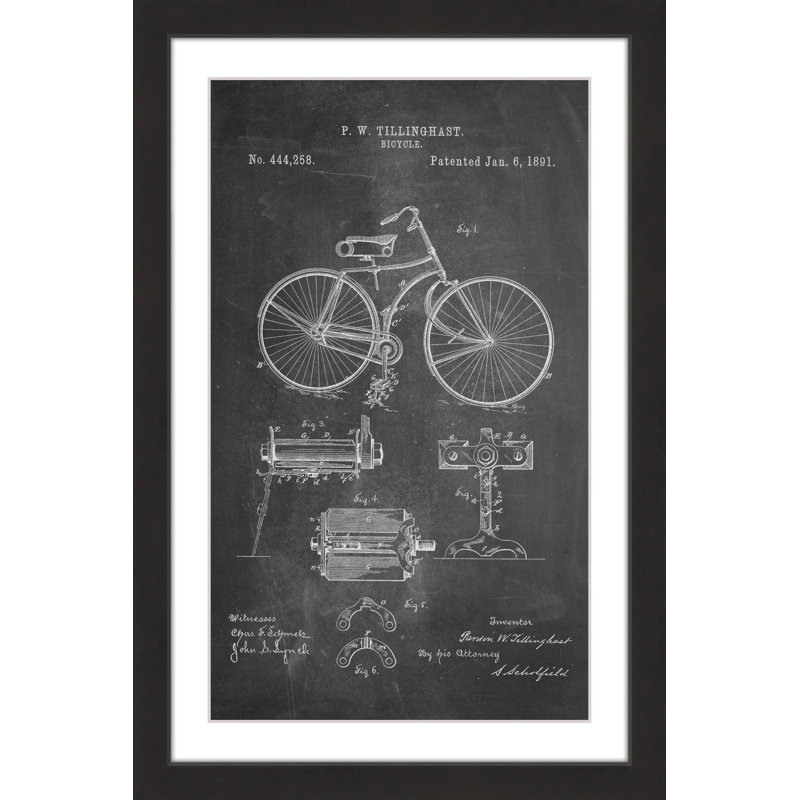 « bicycle 1891 craie » par steve king, reproduction d’art encadrée, H 30 po x l 20 po x P 1,5 po