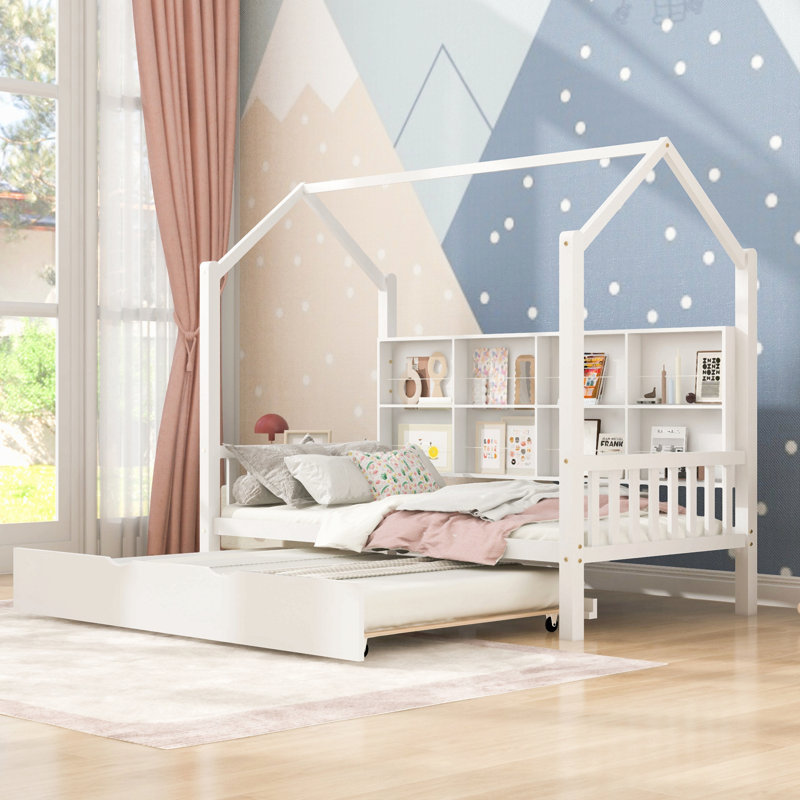 Lit simple en bois avec lit gigogne et lit pour enfant
