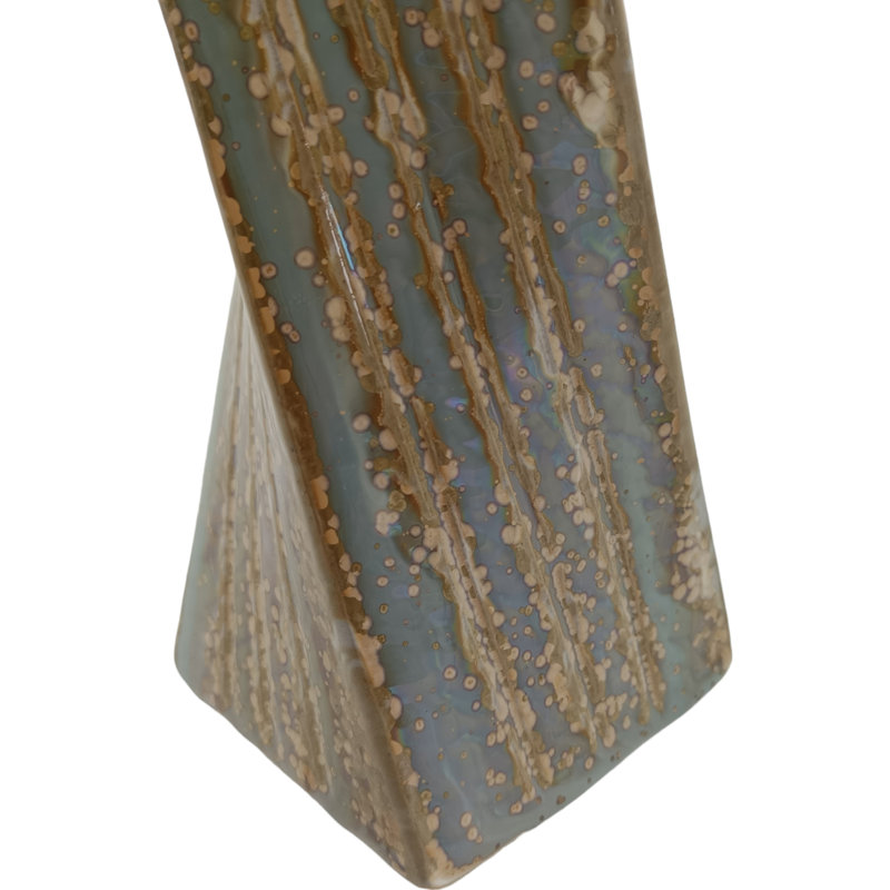 Stoneware Ceramic Vase with Drip Glaze - Modern Decorative Accent for Home Decor, 9" H x 3" W x 3" D