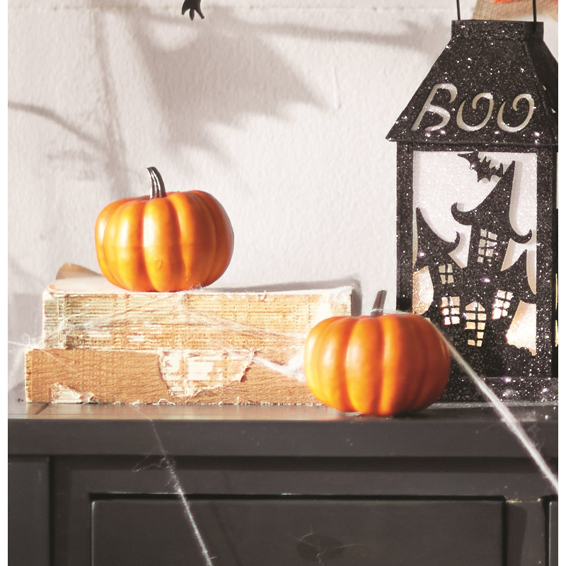 Décoration de citrouille artificielle orange et brune, 4"