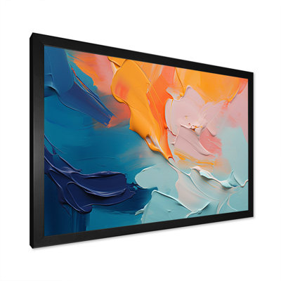 «Blue and Orange Paint Abstract Expression 2», art mural abstrait