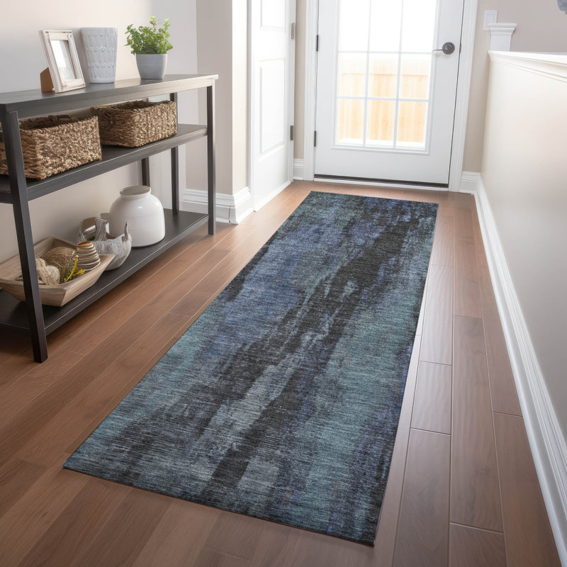 Tapis intérieur / extérieur bleu Onyxelle, 2'3" x 7'6"