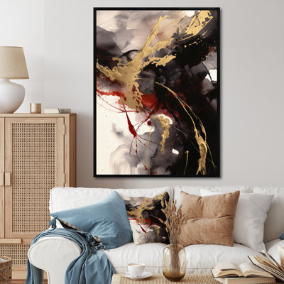 Gold and Red Fluid Fusion II - Abstract Wall Art