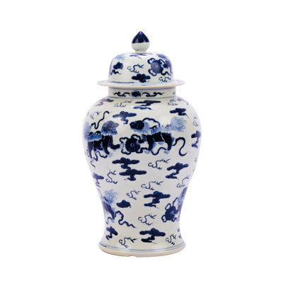 Pots en porcelaine bleu/blanc 21 po