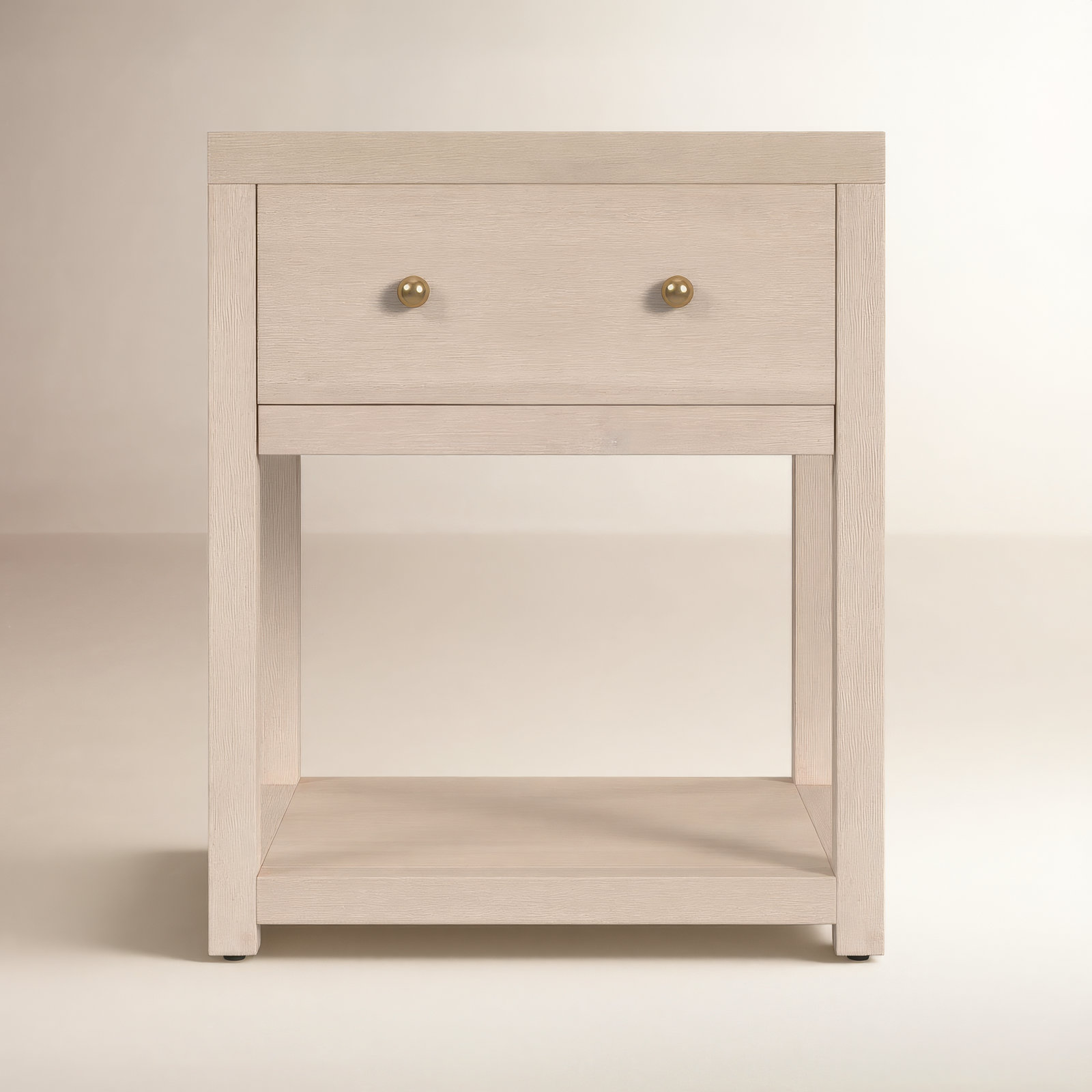 Celine 21" 1-Drawer Acacia Nightstand, Antique Taupe