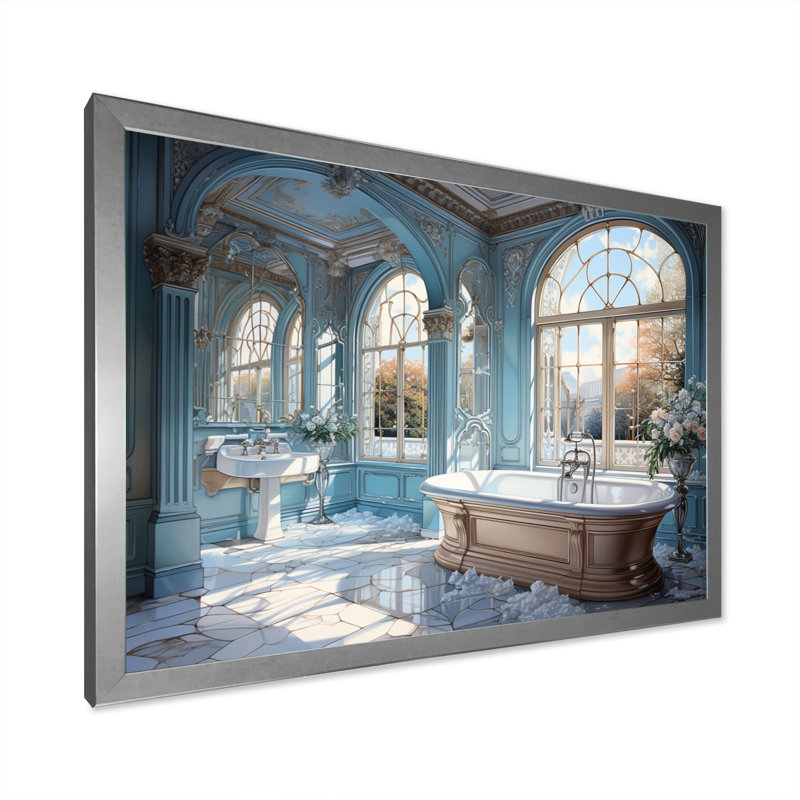 «Bathroom Bathroom Ethereal Glow I», reproduction sur toile, Cadre photo argenté, H 16 po x l 32 po x P 1 po