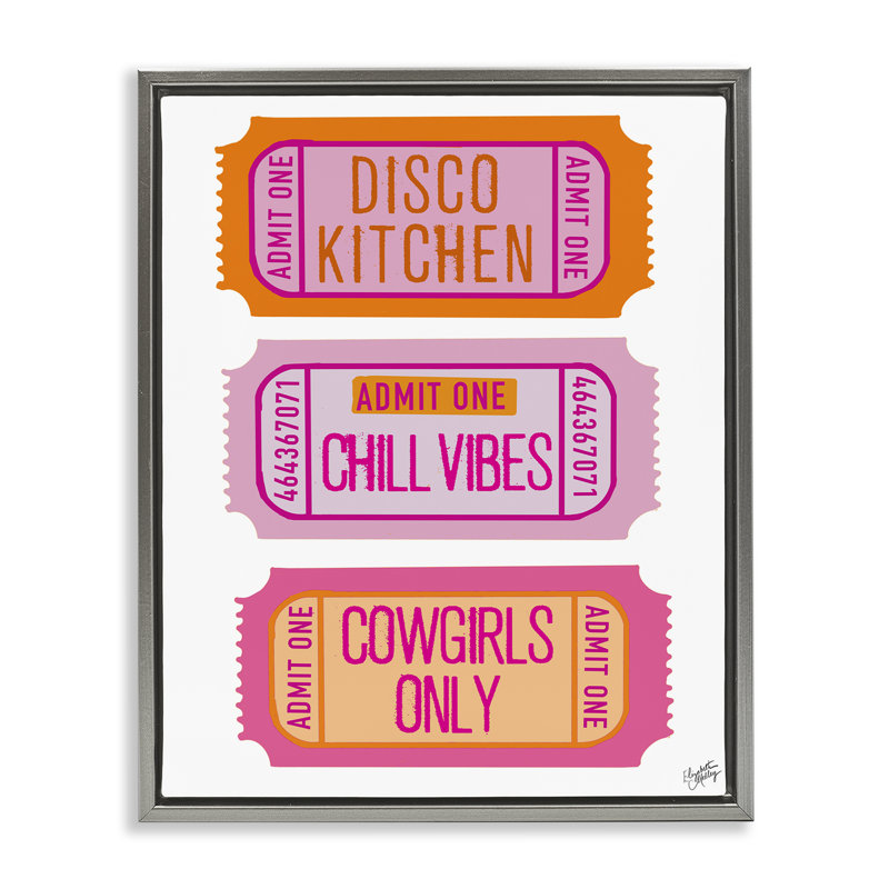 "Disco Kitchen phrase", art mural encadré par Elizabeth Medley, H 31 po x l 25 po, Cadre flottant gris lustré