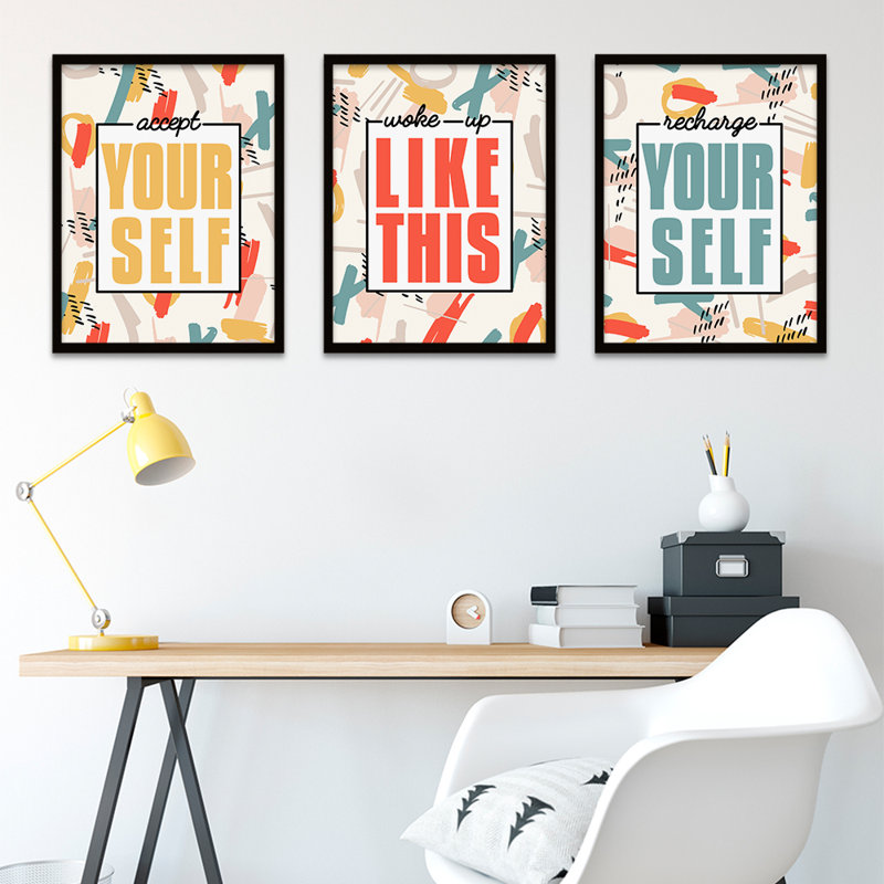 Funky Affirmations Accept Yourself Woke Recharge - 3 Piece Print Set