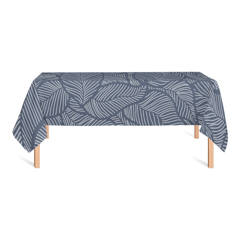 Dense Leaves Gray 5 Tablecloth, Blue