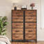 Commode à 5 tiroirs en tissu, commode de rangement verticale avec plateau en bois, grand rangement-118614668