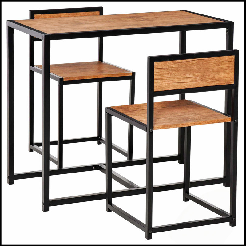 3-Piece Industrial Dining Table Set For 2, Perfect For Cozy Meals And Conversations In Small Spaces