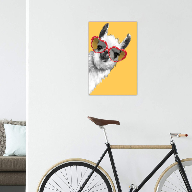 Art de llama mode avec verres à hipster, H 40 po x l 26 po x P 1,5 po, Toile tendue
