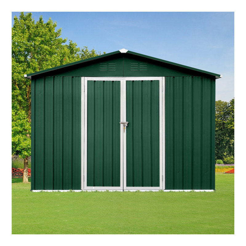Metal Garden Sheds 6Ftx8ft Outdoor Storage Sheds Green+White, Green