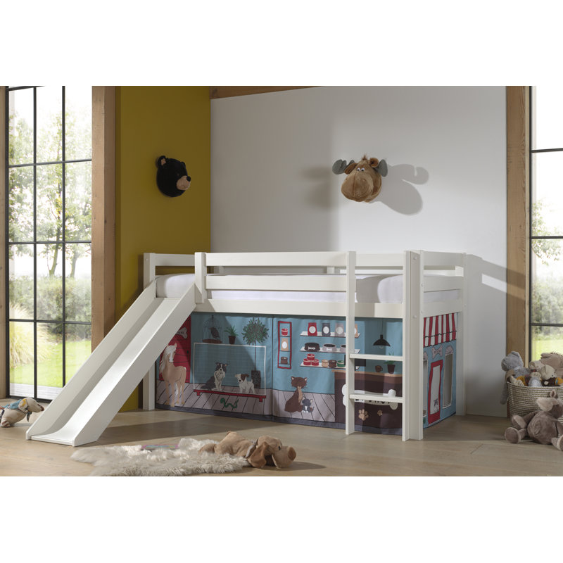 Pino European Single (90 x 200cm) Mid Sleeper Loft Bed Bed by Vipack, White