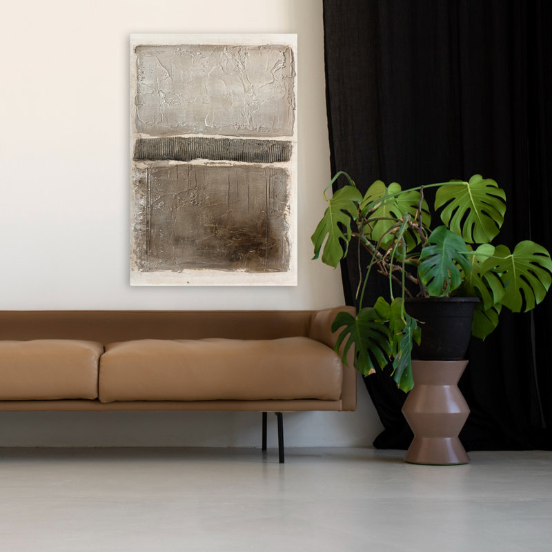 Art Structure 1 - ensembles abstraits d'art brun neutre, H 48 po x l 32 po