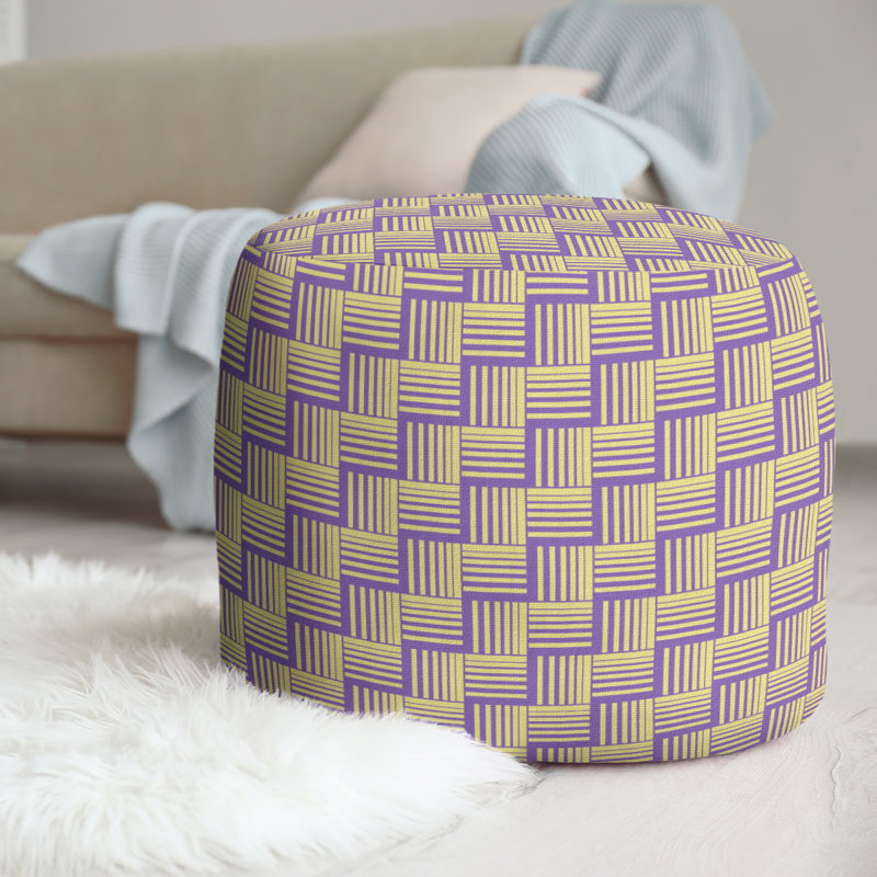 repose-pieds à rayures classic basketweave, Mauve / jaune