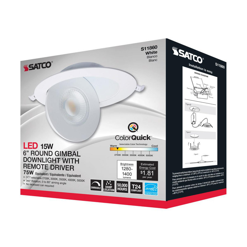 Ultra Slim Selectable CCT New Construction IC LED Canless Recessed Lighting Kit, White