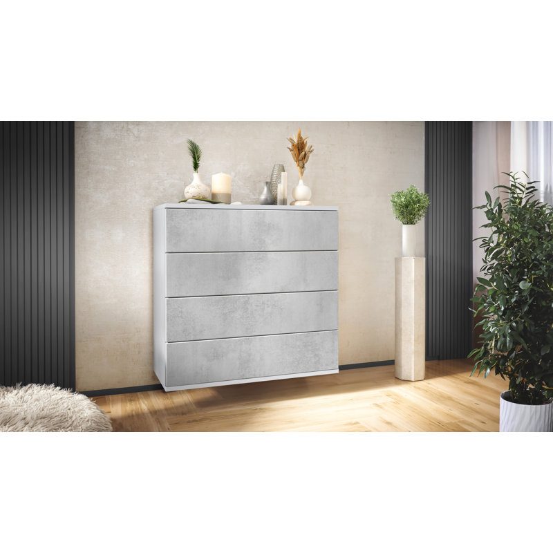 Ayomi Storage Unit Accent Chest, Hanging white/concrete oxide look