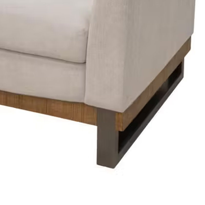 Fauteuil d'appoint Bery, bois de pin massif, polyester, Mélange de polyester brun pâle, Noir, noir, noir, noir