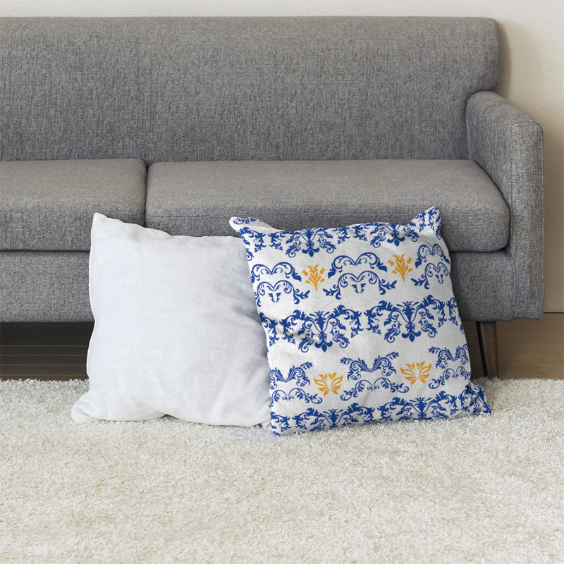Housse et insert de coussin carré LA Football Baroque, 36 po x 36 po, Bleu / Blanc / Doré