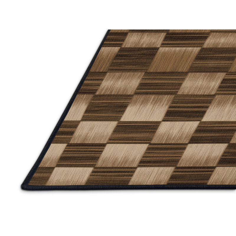 Machine Washable Botanical Brown Area Rug, Rectangle 5' x 8'