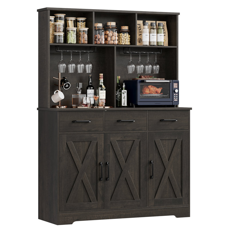 60'' Kitchen Pantry with 3 Drawers, Dark Brown
