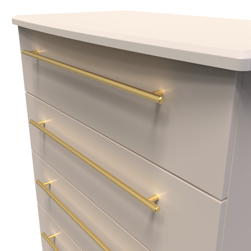 Fully Assembled Akhavi 5 Drawer 76.5Cm W Chest of Drawers, Cream