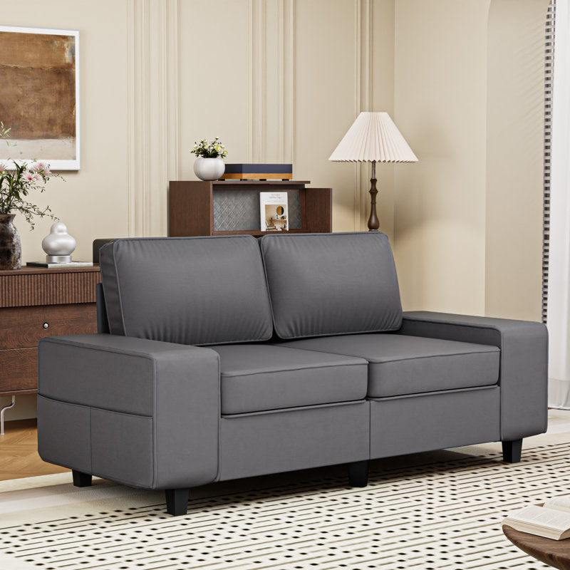 Upholstered Sofa with Storage, Dark Gray, 34.2"H x 29"W x 70.9"D