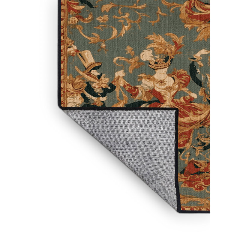 Tapis brun français lavable à la machine, Carré 8 pi