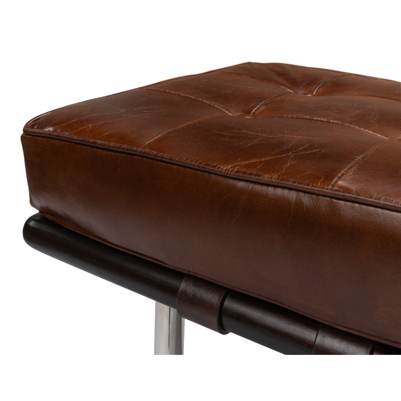 Prince Albert Leather Bench, Brown