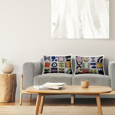 Coussin Bohemian Shapes Squares, par Michael Willett (ensemble de 2)