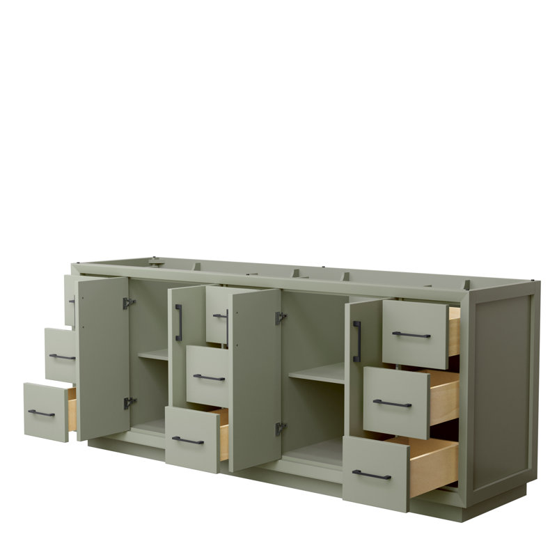 Strada 83.25'' Double Bathroom Vanity Base Only, Light Green/Black