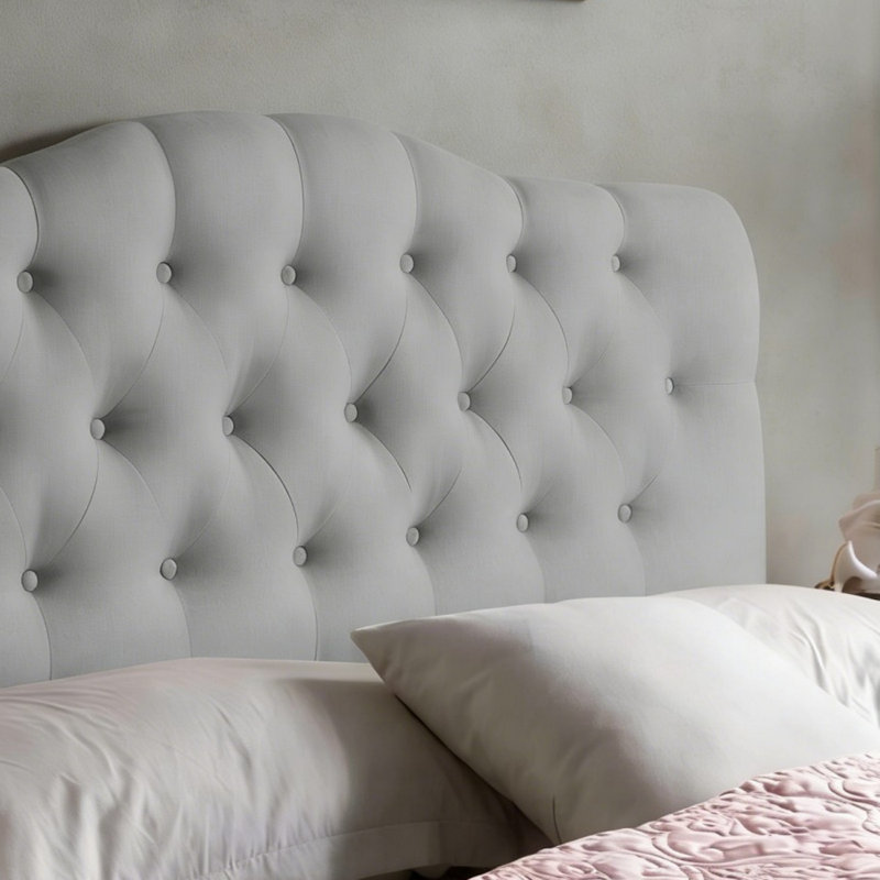 Tête de lit capitonnée et capitonnée, tête de lit en bois massif avec pieds en bois, tête de lit à hauteur ajustable de 37 po à 51 po, tête de lit en tissu au design moderne
