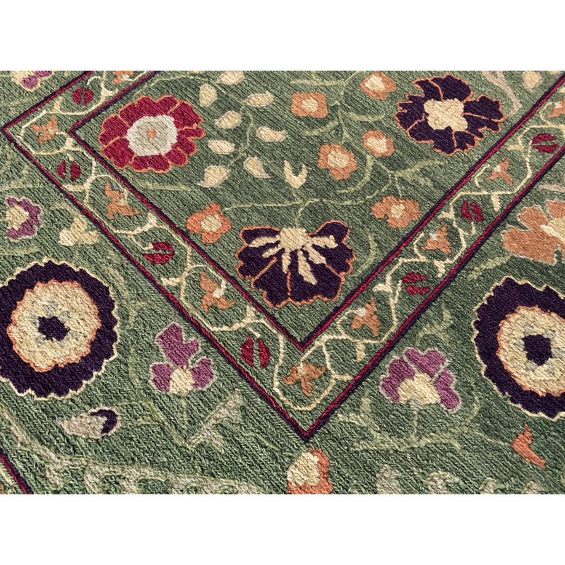 SUZANI 13 GREEN, Rectangle 4' x 6'