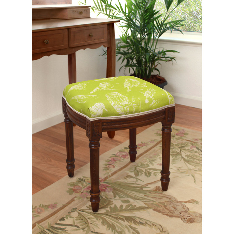 Tabouret de coiffeuse en lin taupe, Vert chartreuse, Noyers