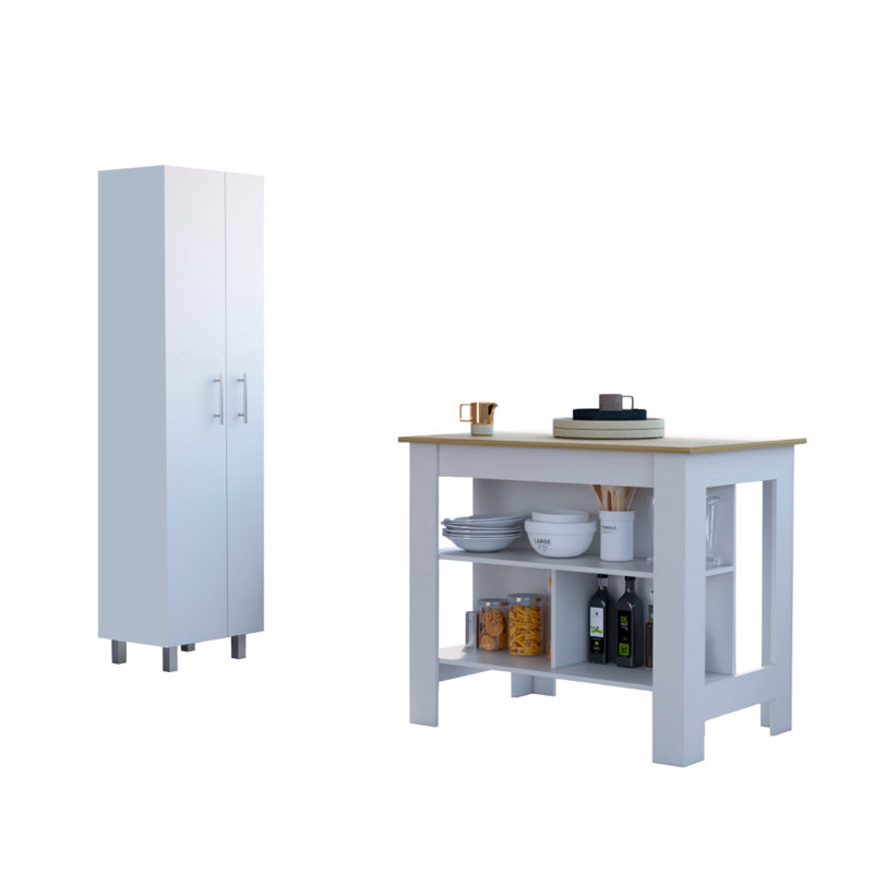 Wood Kitchen Island, Beige