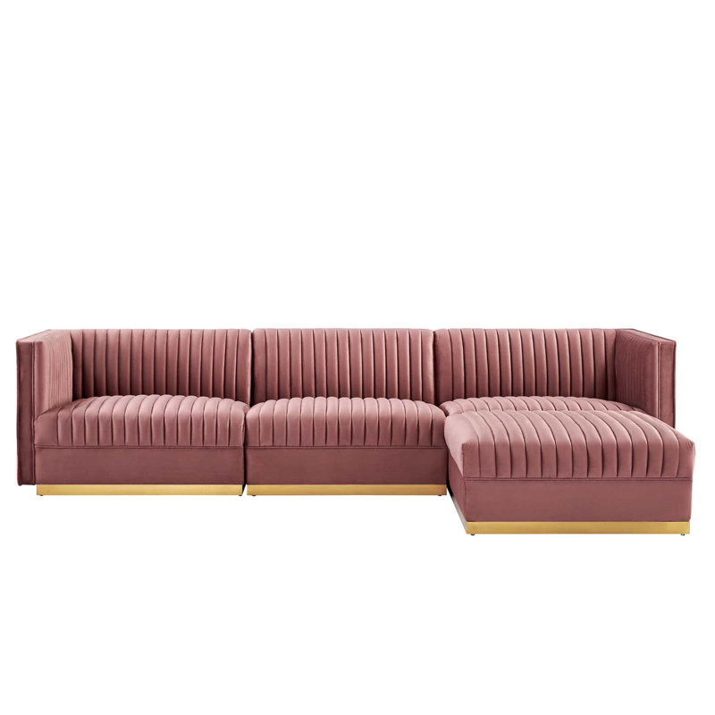 Canapé modulaire 4 pièces Sanguine, Rose 100% polyester