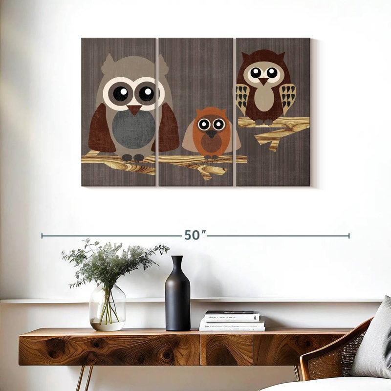Brampt Three Owls, 24" H x 38" W