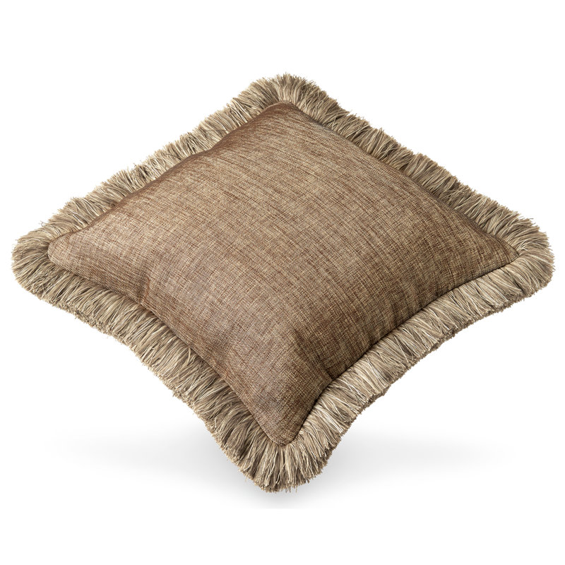 Tribal Trimmed Fringed Throw Pillow