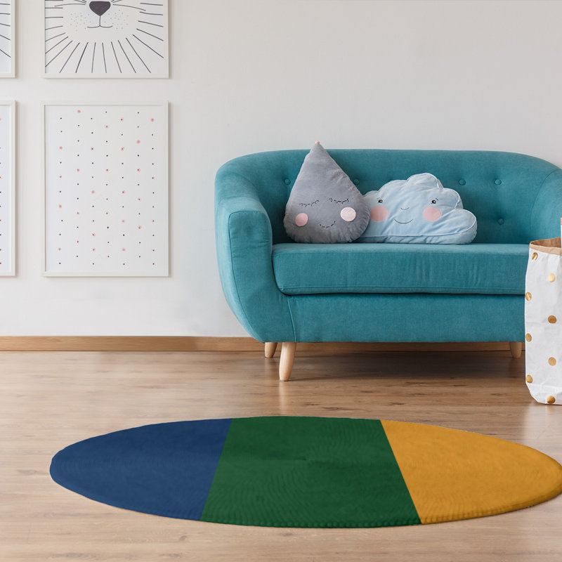 Chenille Striped Indoor Rug, Round 5'