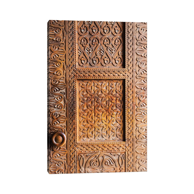 Wooden Door, Holy Trinity Cathedral Of Tbilisi, Also Known As Sameba, Tbilisi, Georgia by Keren Su - Wrapped Canvas Print