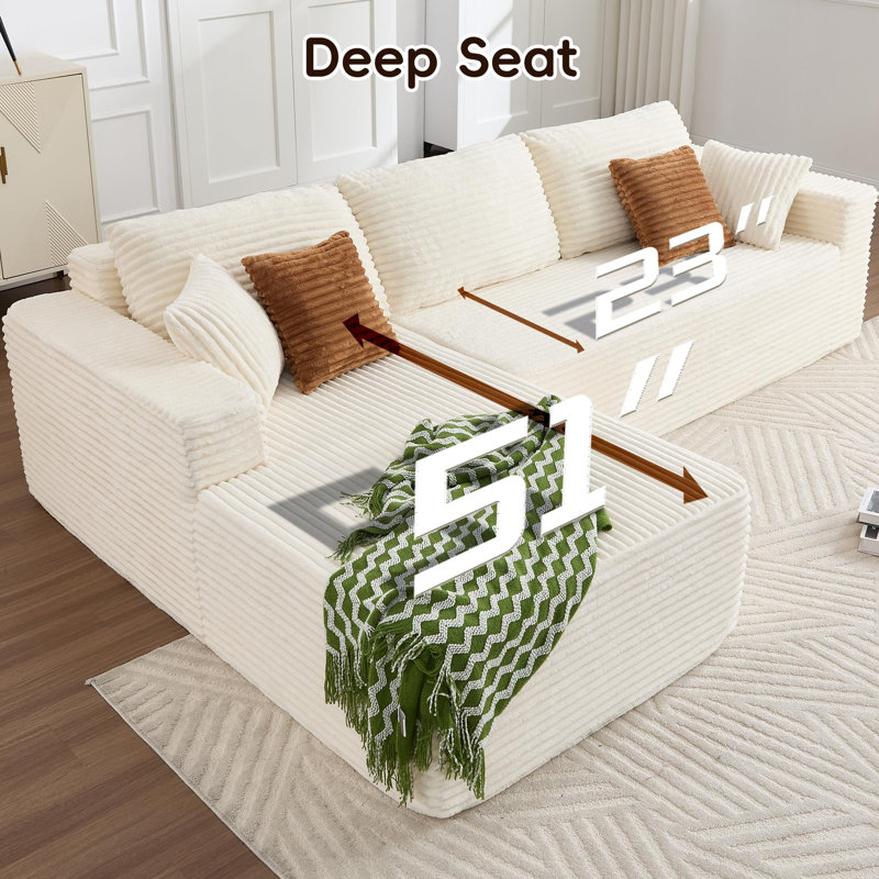 Canapé-lit modulaire Boneless Corduroy, Beige