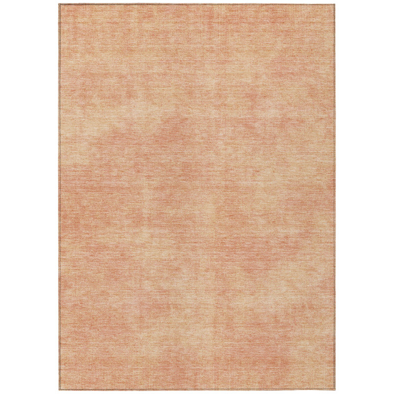 Orlena Peach Washable Indoor-Outdoor Rug - , 3' x 5'