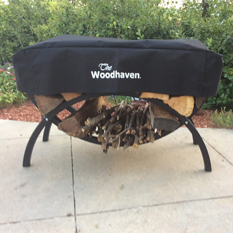 40'' W Metal Log Rack, Black