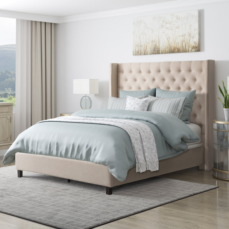 Lit à panneau tapissier Alfreton, Très grand, Rose pastel